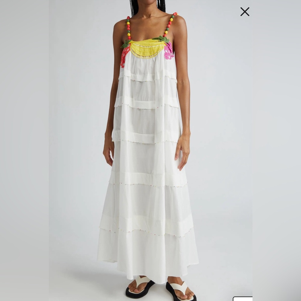 NWT FARM RIO Off-White Fruits Richelieu Sleeveless Maxi Dress